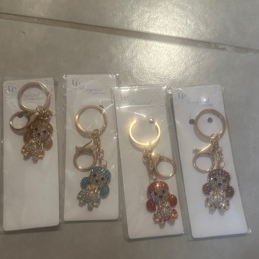 Crystal Dog Keychains Set of 4